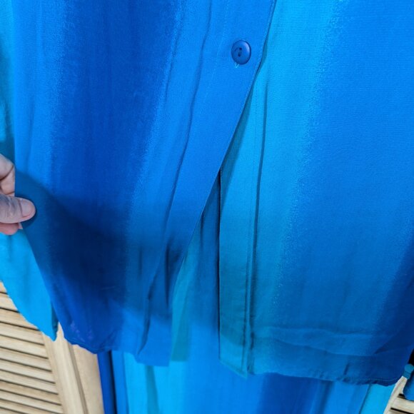 Dera Lauren Blue and Teal Button-Up Blouse and Dress Set Size 1X - Picture 8 of 15